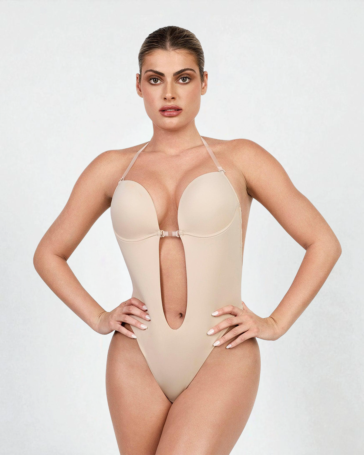 Eleganter Thong-Bodysuit mit Front Deep-Cut und Beauty Back