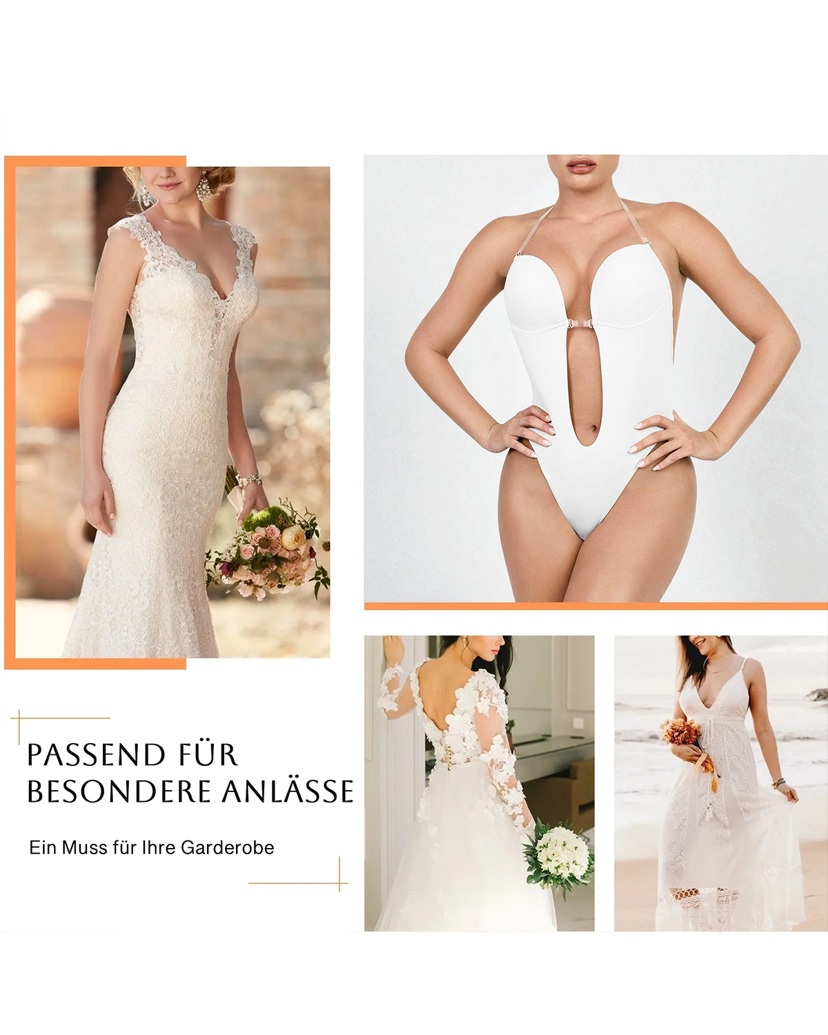 Eleganter Thong-Bodysuit mit Front Deep-Cut und Beauty Back