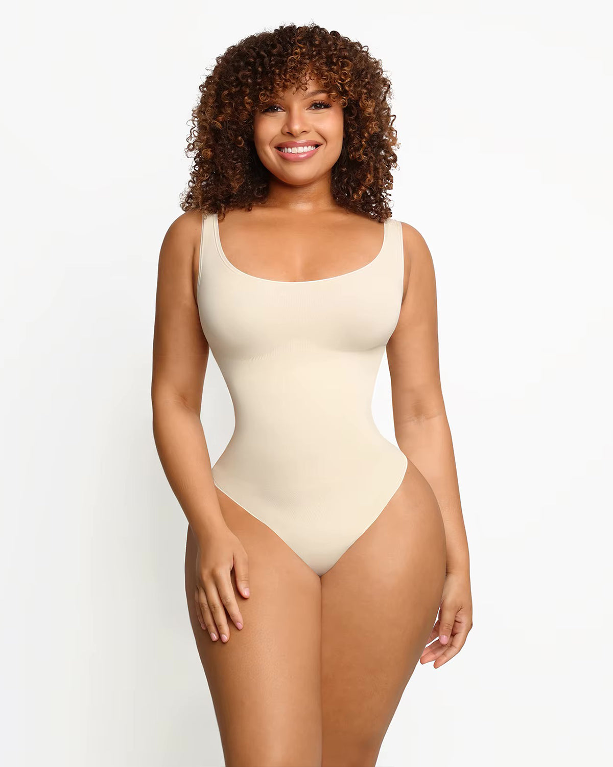 Nahtloser Rundhals Bodysuit mit dicken trägern - String