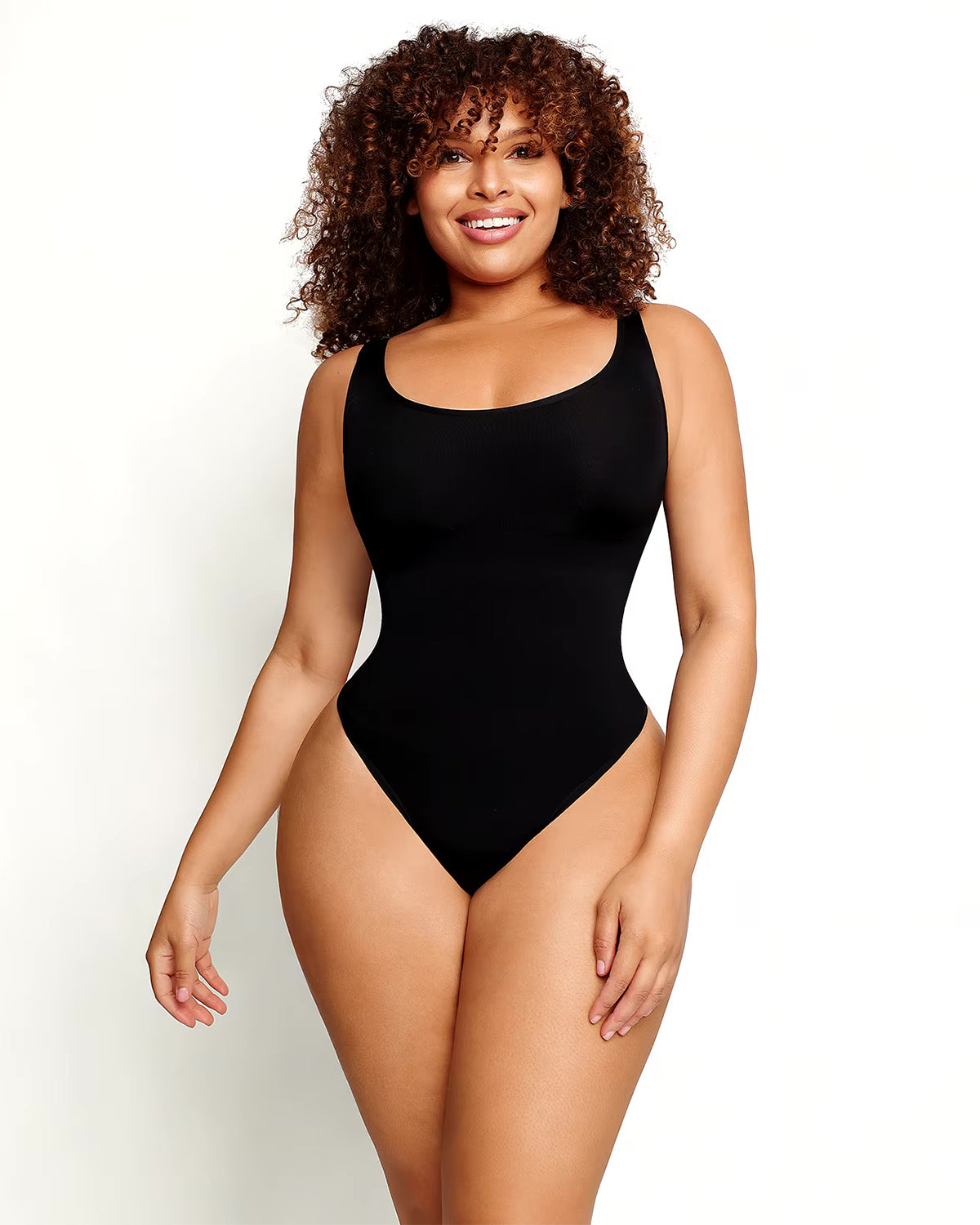 Nahtloser Rundhals Bodysuit mit dicken trägern - String