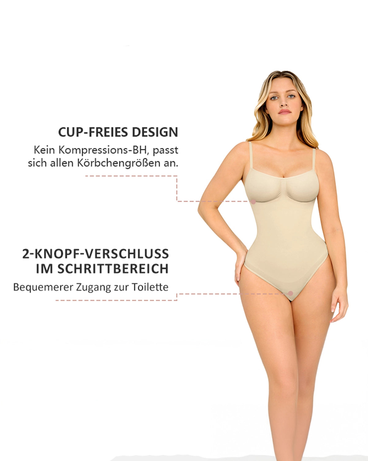 Nahtloser String Body mit 3D-Ausschnitt | Komfort & Figurformung