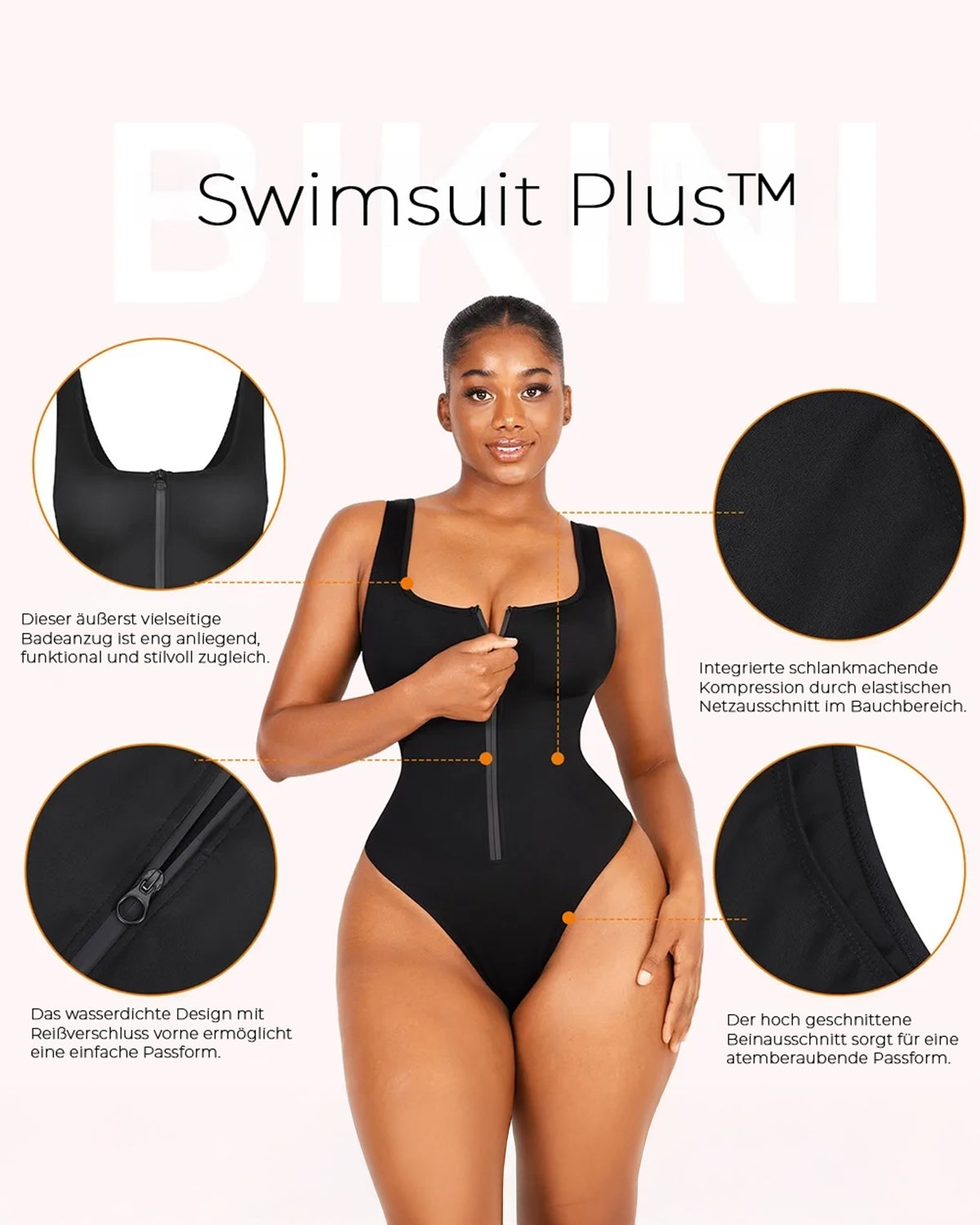 Swimsuit Plus™ - Einteiliger Shapewear Badeanzug Schwarz
