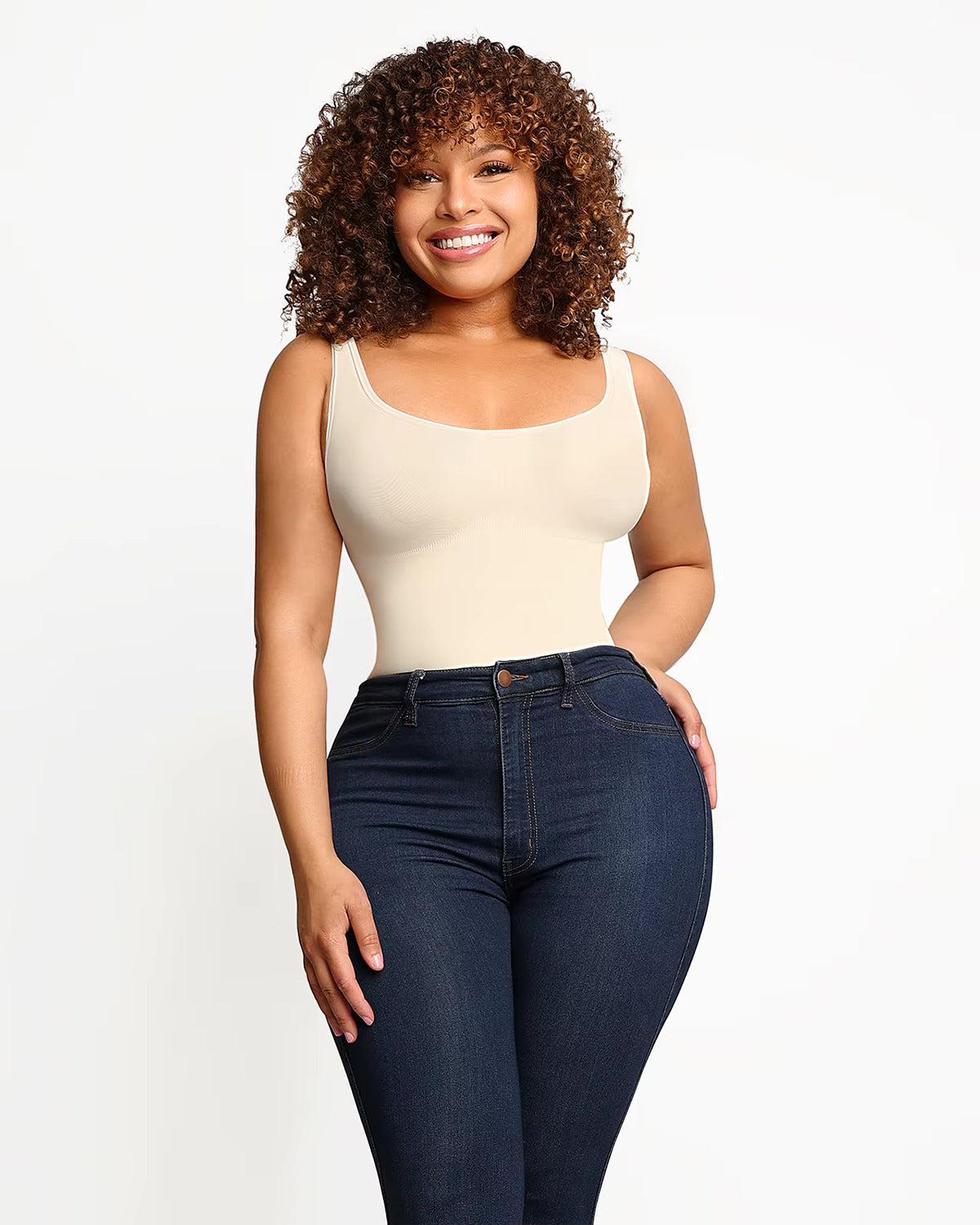 Nahtloser Rundhals Bodysuit mit dicken trägern - String