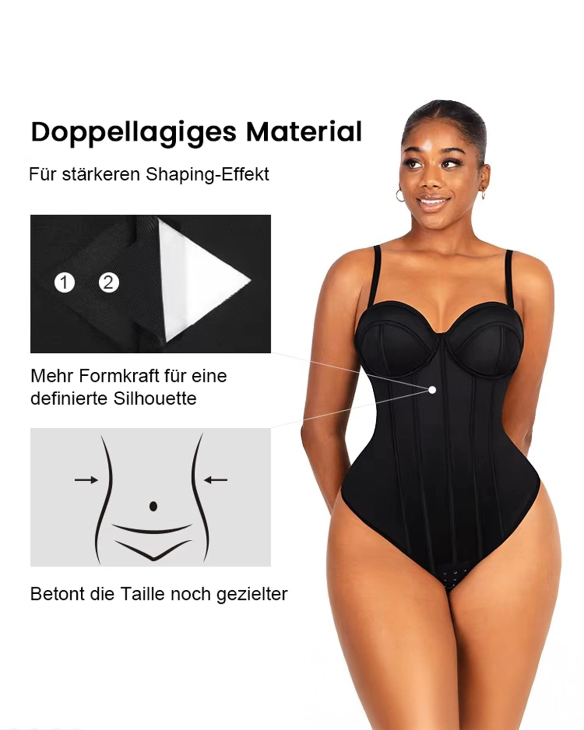 3 in 1 Satin Shapewear Bodysuit - BH, Shapewear und Slip in einem