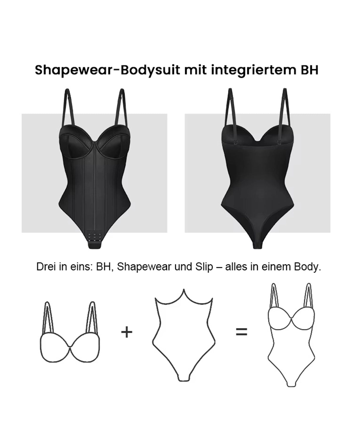 3 in 1 Satin Shapewear Bodysuit - BH, Shapewear und Slip in einem