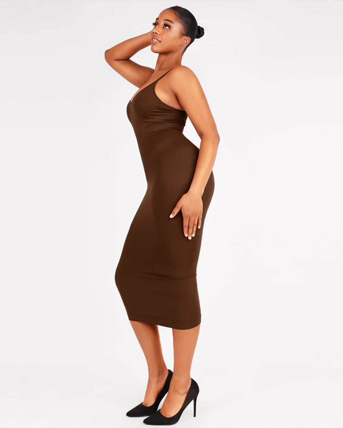 Nahtloses Figurformendes Maxi-Kleid mit V-Ausschnitt & Shaping-Zone