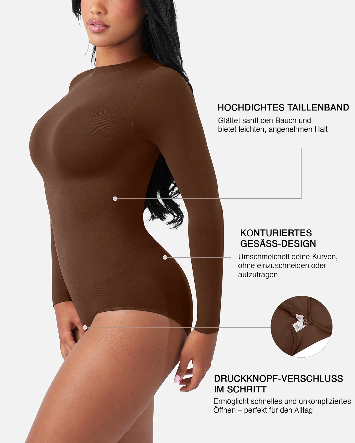 Crew Neck Bodysuit Longsleeve – Seamless & Ultra Soft Shaping Body