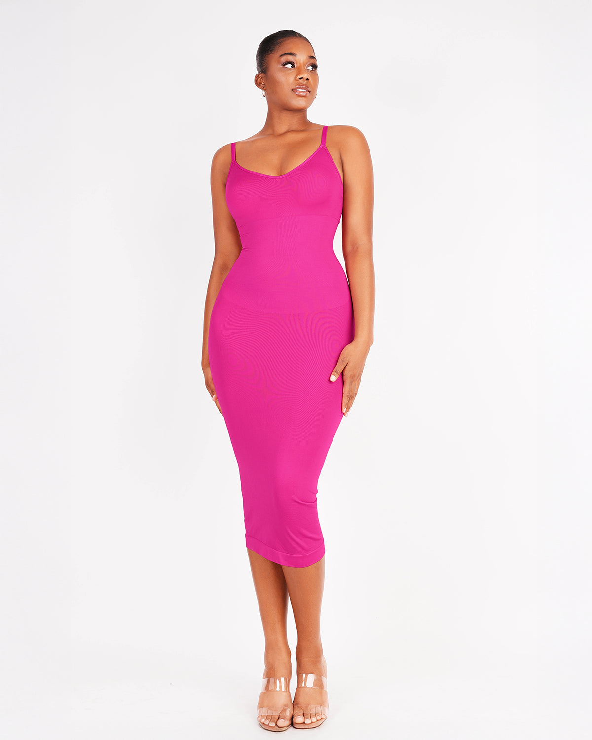 Nahtloses Figurformendes Maxi-Kleid mit V-Ausschnitt & Shaping-Zone