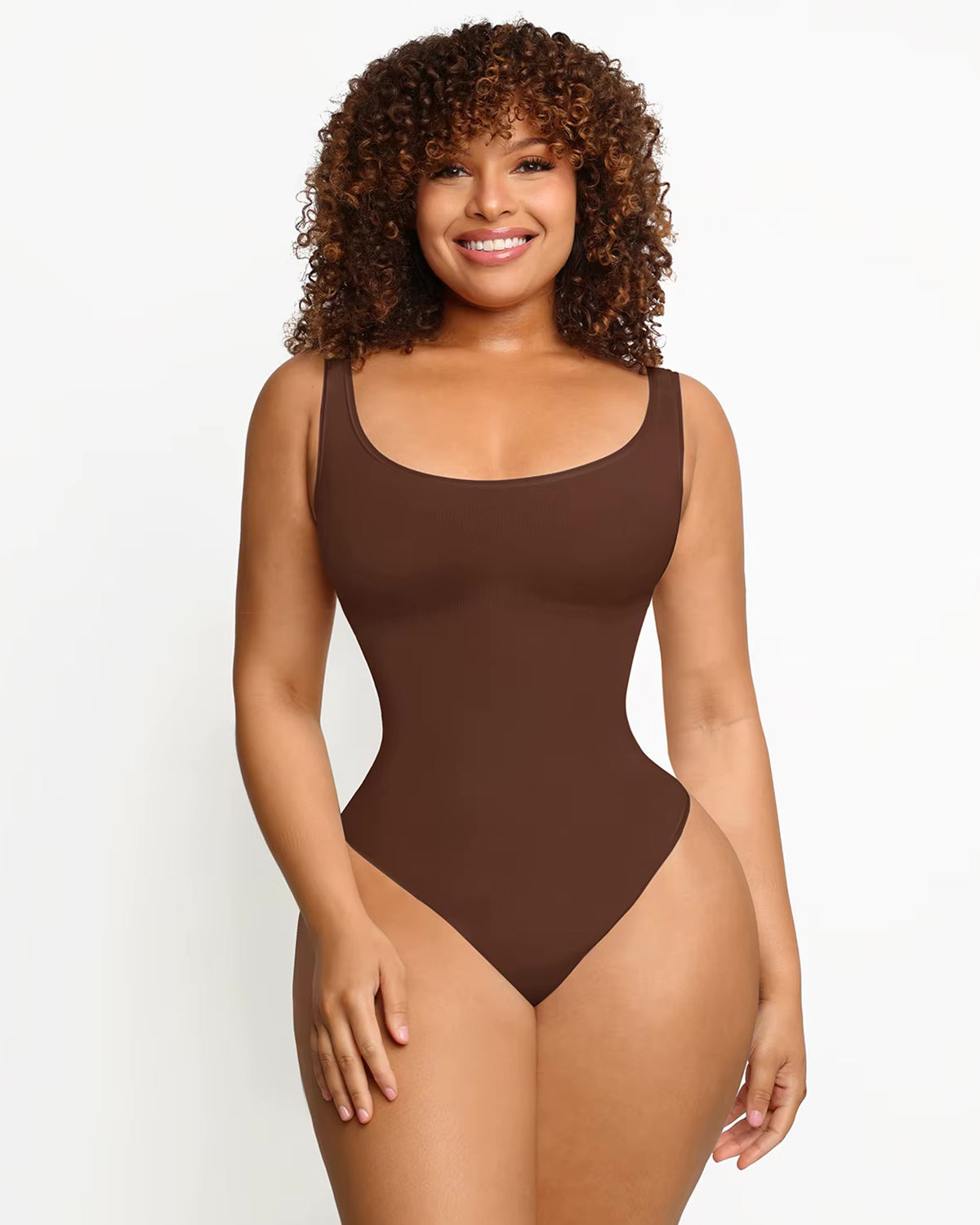 Nahtloser Rundhals Bodysuit mit dicken trägern - String