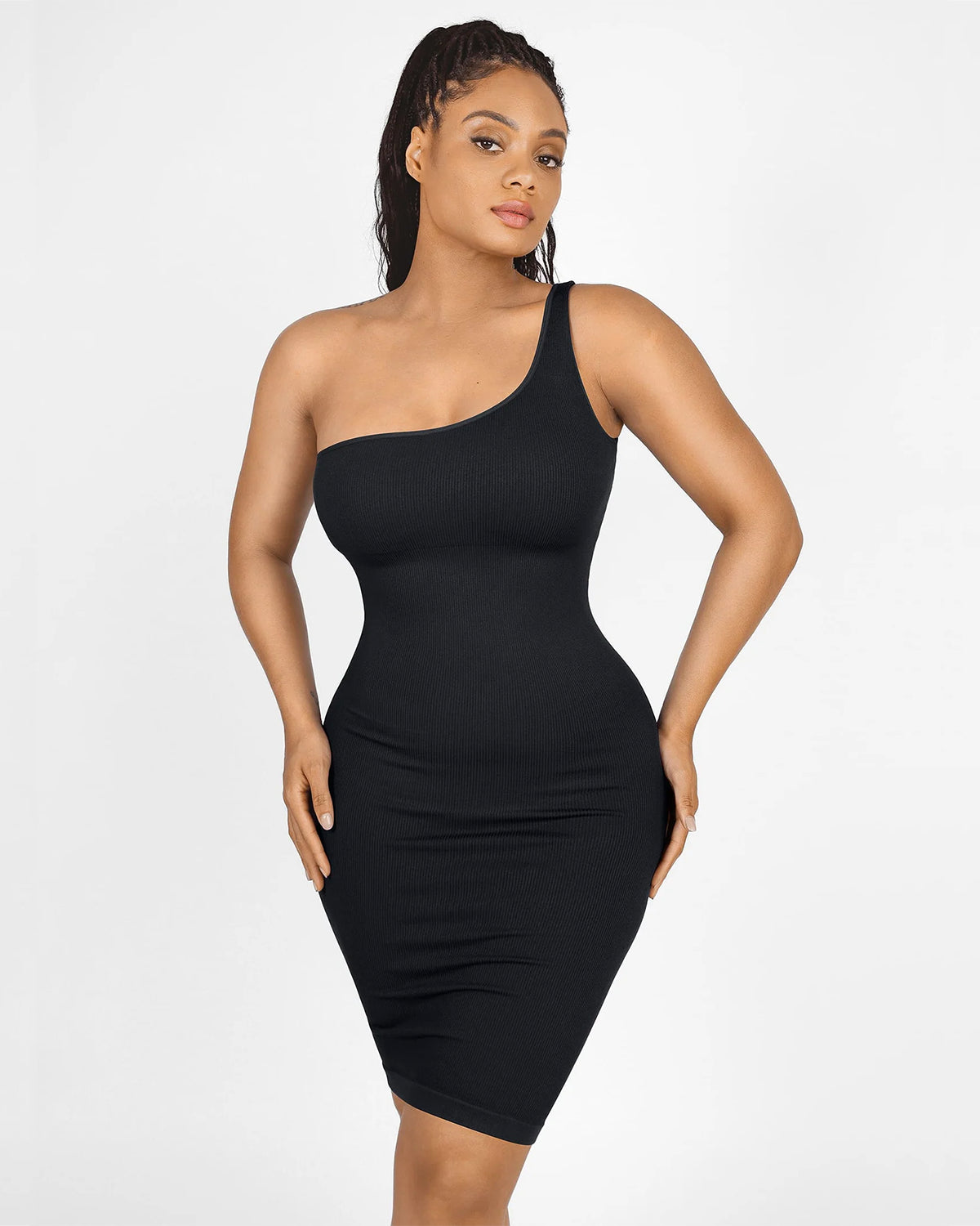 One-Shoulder Shaping-Kleid mit integrierten BH-Pads & Taillenkompression