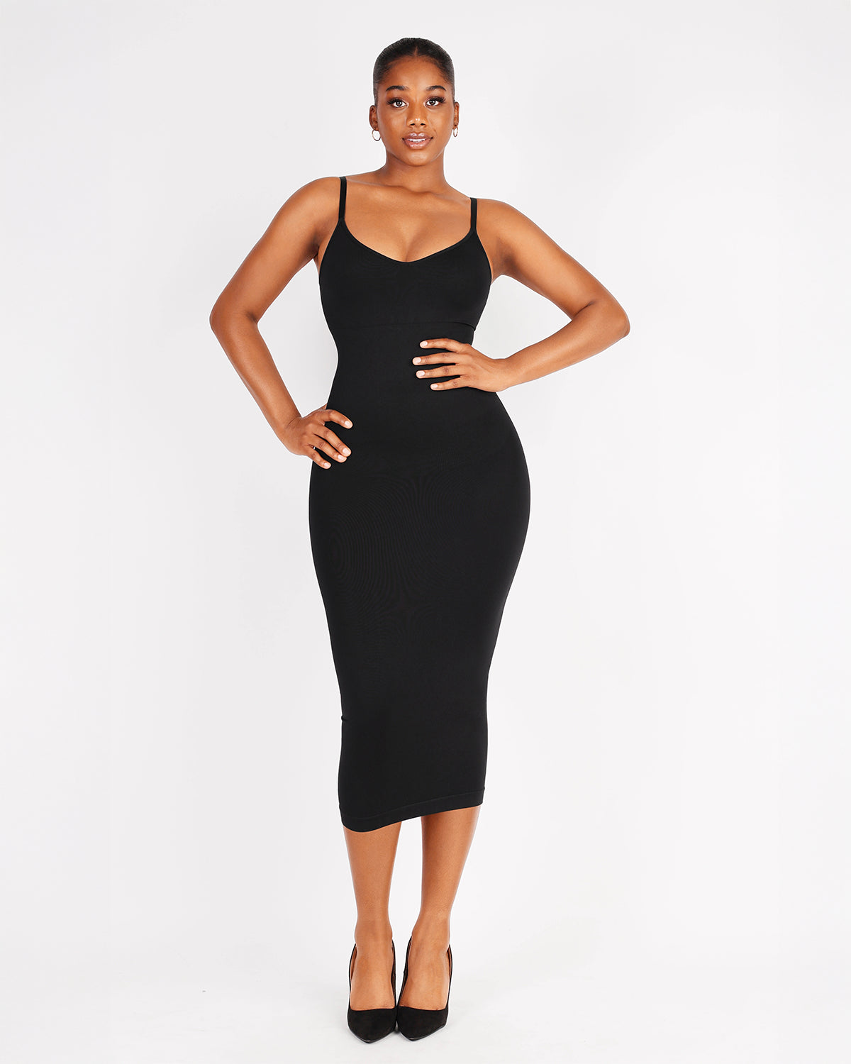 Nahtloses Figurformendes Maxi-Kleid mit V-Ausschnitt & Shaping-Zone