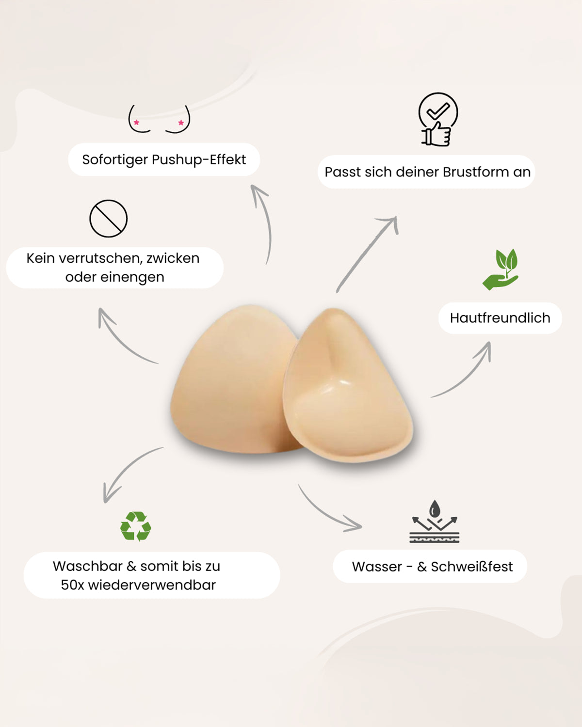 Pushpads™ - Doppelseitig klebende Brusteinlagen