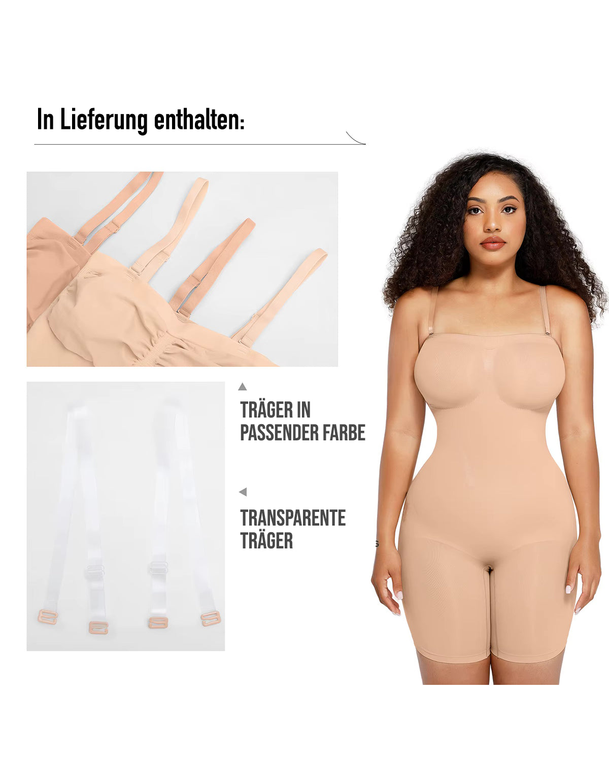 Nahtloser Shapewear Jumpsuit mit abnehmbaren Trägern & Bruststütze