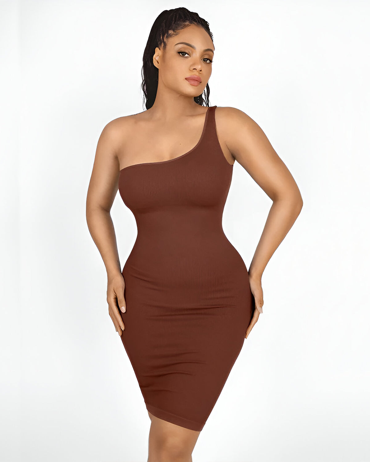 One-Shoulder Shaping-Kleid mit integrierten BH-Pads & Taillenkompression