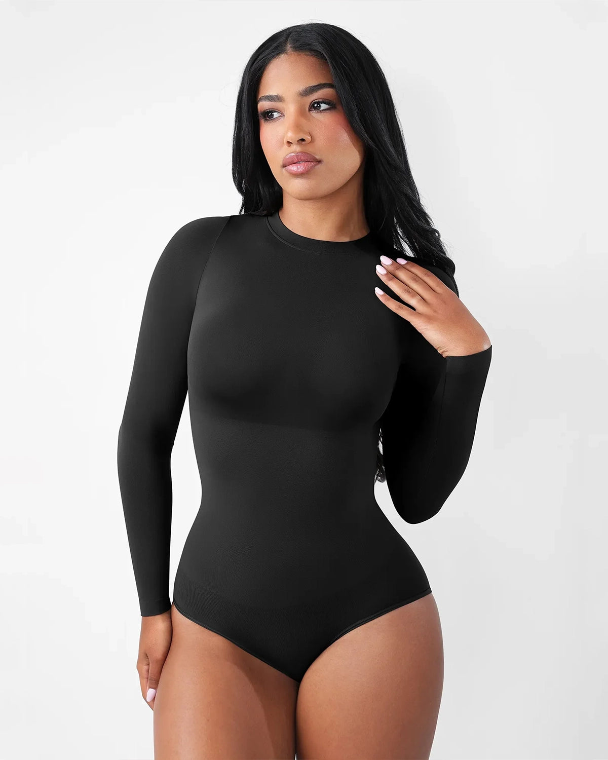 Crew Neck Bodysuit Longsleeve – Seamless & Ultra Soft Shaping Body