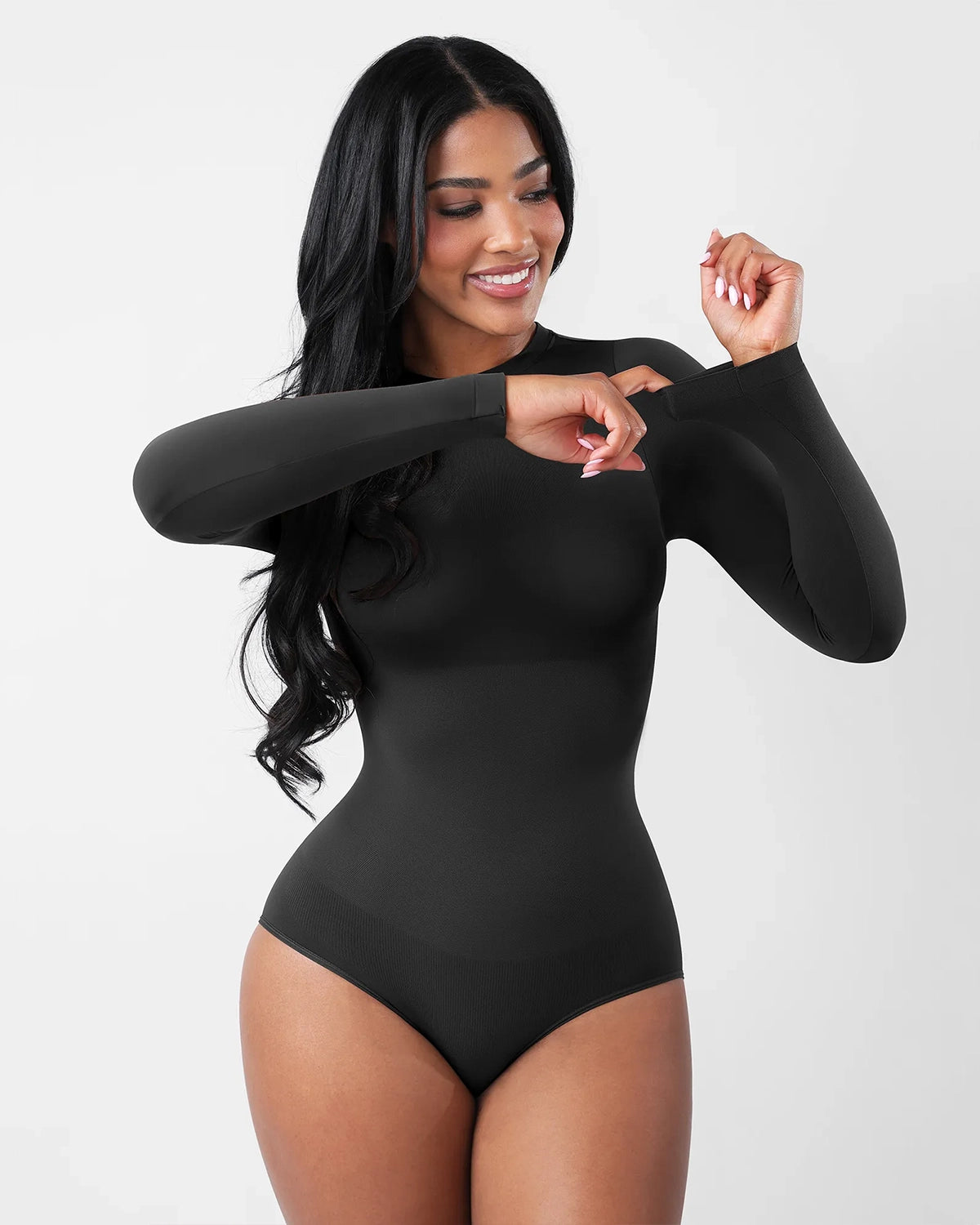 Crew Neck Bodysuit Longsleeve – Seamless & Ultra Soft Shaping Body